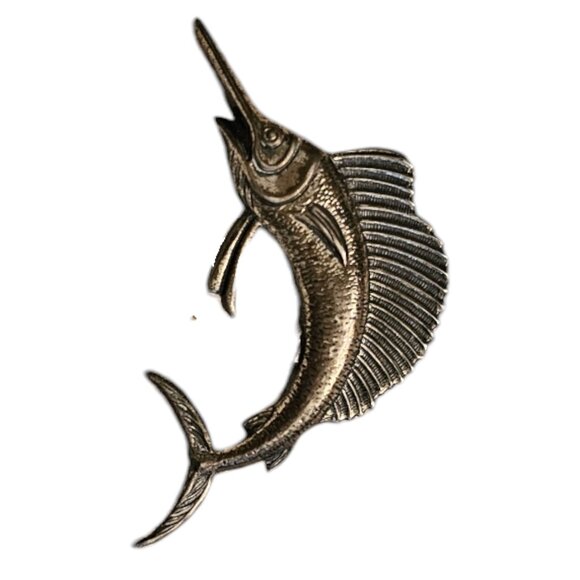 Vintage Sterling Silver Marlin Brooch Pin Swordfish Fisherman Nautical 925 - Picture 4 of 8